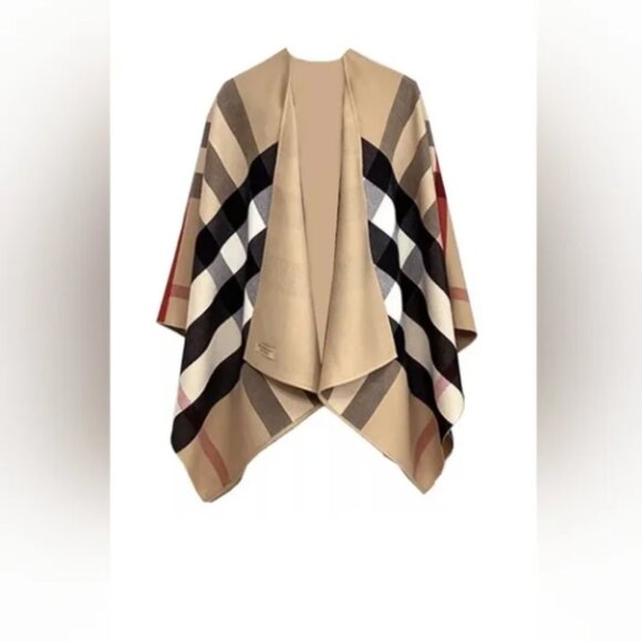 Burberry Reversible Check Wool Cape - Picture 6 of 7
